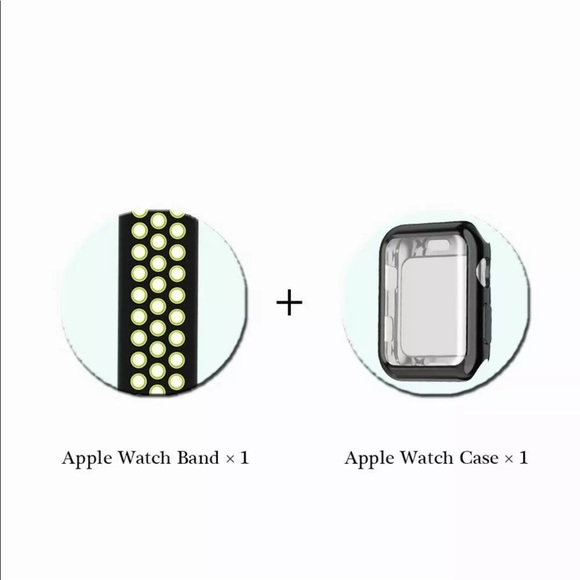 Silicone Band + Chrome Full Screen Case for iWatch - Picture 2 of 3